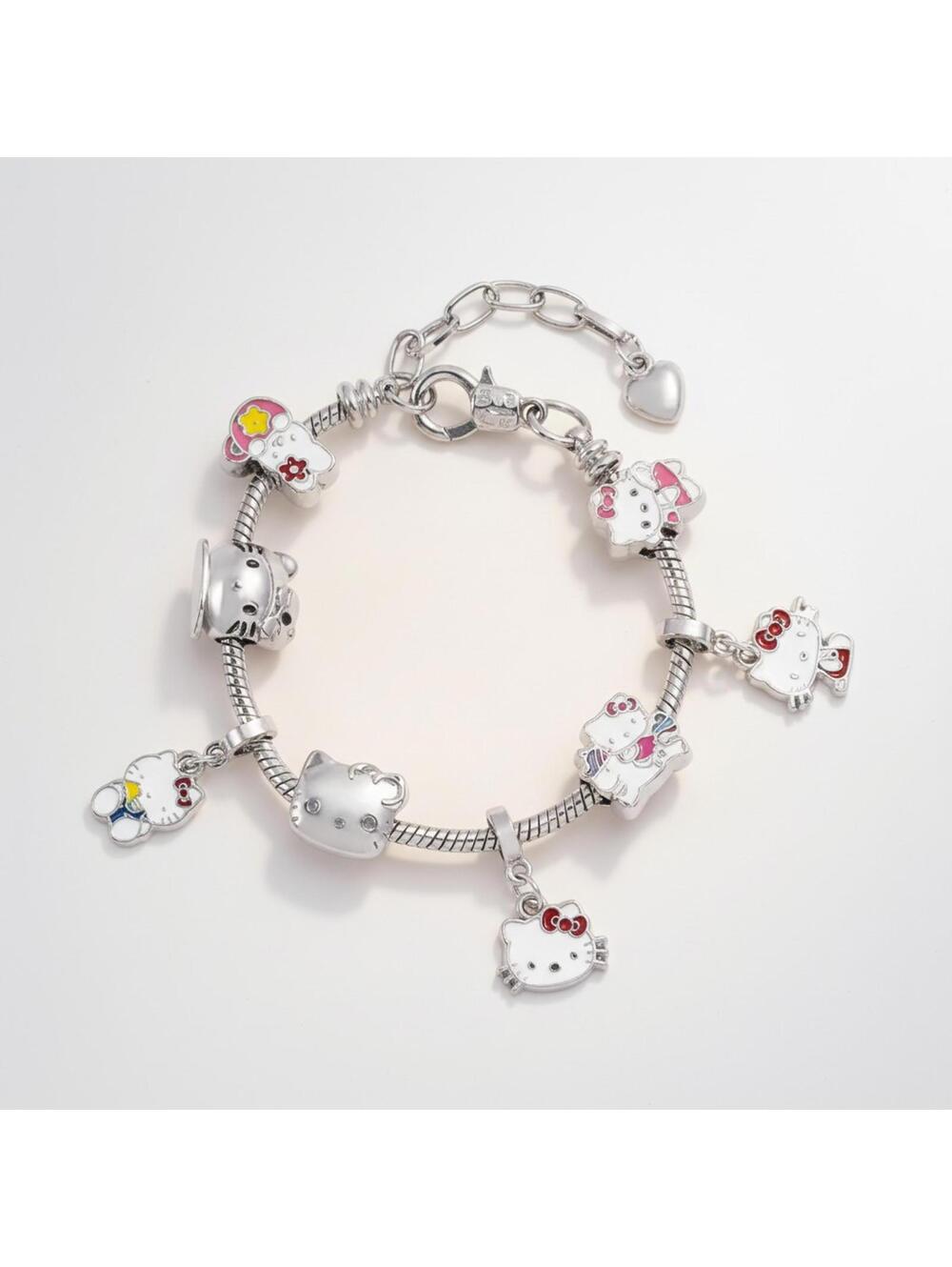 Hello Kitty Charm Bracelet - Silver Toned Sanrio Jewelry Adjustable Size